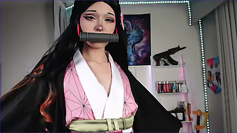 Homemade Video Of Nezuko The Cosplayer Enjoying A Cumshot