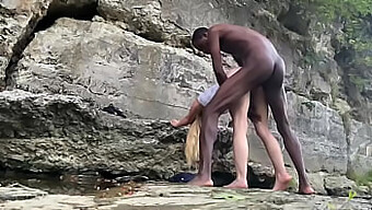 Interracial Duo Engages In Outdoor Sex With A Well-Endowed Man