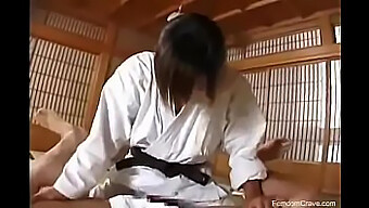 Japanese Teen Gets Pegged By Karate-Trained Girlfriend