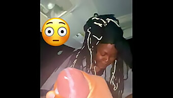 Ebony Beauty Delivers Sloppy Blowjob And Huge Cumshot