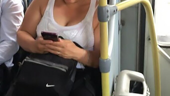 Milf'S Breasts Bounce While Riding Bus In Cowgirl Position