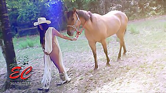 Naked Model Rides Cowgirl Position, Flaunting Natural Breasts