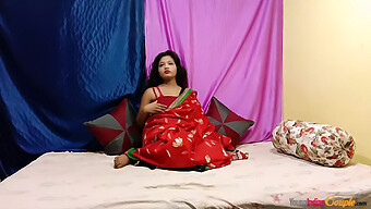 Desi Girl In Red Sari Pleasures Herself To Orgasm